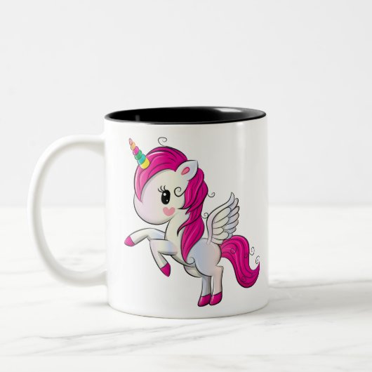 Cute rainbow unicorn tweekleurige koffiemok (Links)