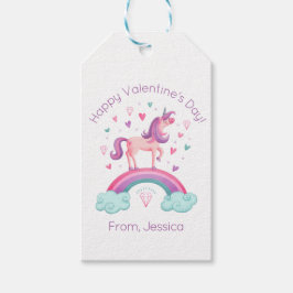 Cute Rainbow Unicorn Valentine's Day Gift Tag Cadeaulabel