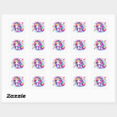 Cute Rainbow Unicorn Vierkante Sticker (Vel)