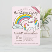 Cute Rainbow Unicorn Virtual Birthday Kaart (Staand voorkant)