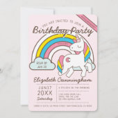 Cute Rainbow Unicorn Virtual Birthday Kaart (Voorkant)