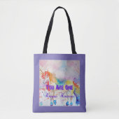 Cute Rainbow Unicorn Waterverf Grocery Canvas tas (Voorkant)