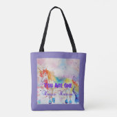 Cute Rainbow Unicorn Waterverf Grocery Canvas tas (Achterkant)