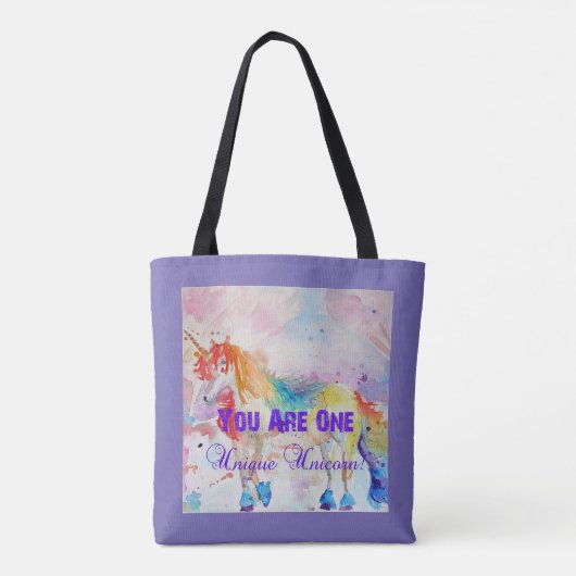 Cute Rainbow Unicorn Waterverf Grocery Canvas tas (Achterkant)