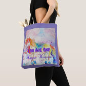 Cute Rainbow Unicorn Waterverf Grocery Canvas tas (Dichtbij)