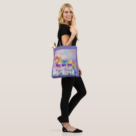 Cute Rainbow Unicorn Waterverf Grocery Canvas tas (Op model)