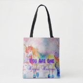 Cute Rainbow Unicorn Waterverf Grocery Canvas tas (Voorkant)