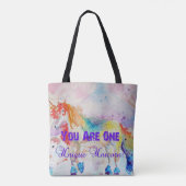 Cute Rainbow Unicorn Waterverf Grocery Canvas tas (Achterkant)