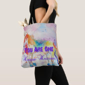 Cute Rainbow Unicorn Waterverf Grocery Canvas tas (Dichtbij)
