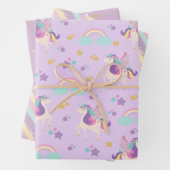 Cute Rainbow Unicorn Wrapping Paper Sheet Set (In situ)