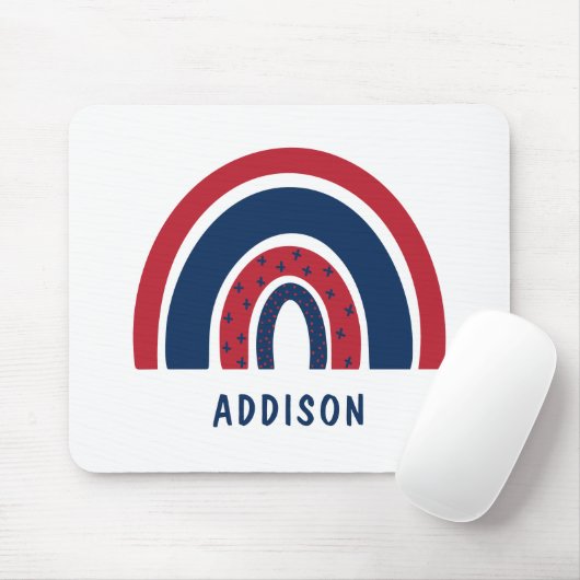 Cute Rainbow Unique Boy Personalised Custom Name Muismat (Met muis)