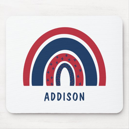 Cute Rainbow Unique Boy Personalised Custom Name Muismat (Voorkant)