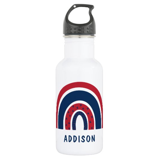 Cute Rainbow Unique Boy Personalised Custom Name Waterfles (Voorkant)