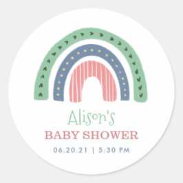 Cute Rainbow Virtual Baby shower Ronde Sticker