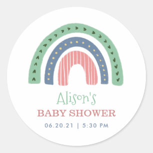 Cute Rainbow Virtual Baby shower Ronde Sticker