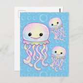 Cute Rainbow Waterverf Jellyfish Briefkaart (Voorkant / Achterkant)