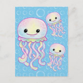 Cute Rainbow Waterverf Jellyfish Briefkaart (Voorkant)