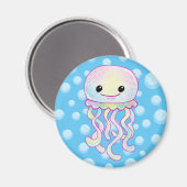 Cute Rainbow Waterverf Jellyfish Magneet (Voorkant / Achterkant)