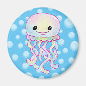 Cute Rainbow Waterverf Jellyfish Magneet (Voorkant)