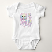 Cute Rainbow Waterverf Jellyfish Romper (Voorkant)