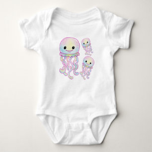 Cute Rainbow Waterverf Jellyfish Romper