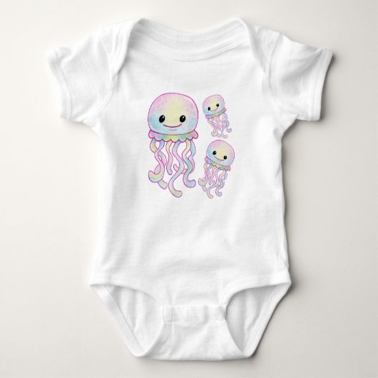 Cute Rainbow Waterverf Jellyfish Romper (Voorkant)