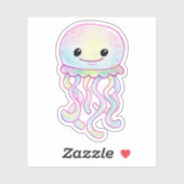 Cute Rainbow Waterverf Jellyfish Sticker (Vel)
