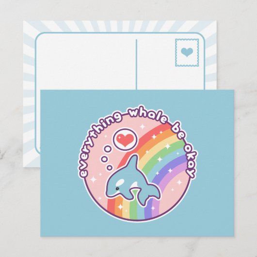 Cute Rainbow Whale Briefkaart (Voorkant / Achterkant)
