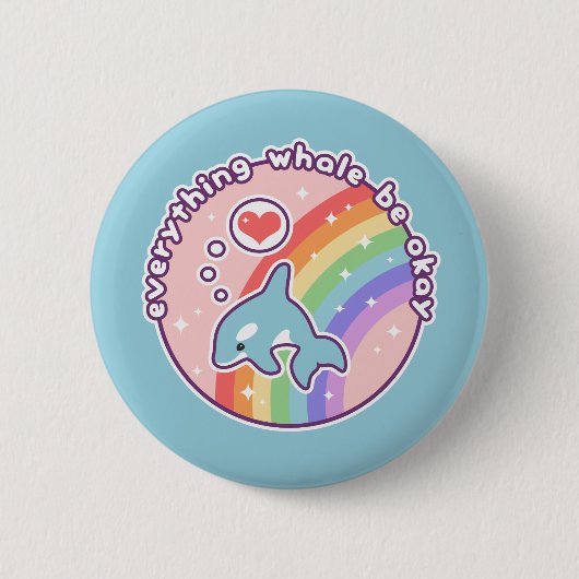 Cute Rainbow Whale Ronde Button 5,7 Cm (Voorkant)