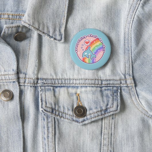 Cute Rainbow Whale Ronde Button 5,7 Cm (In situ)