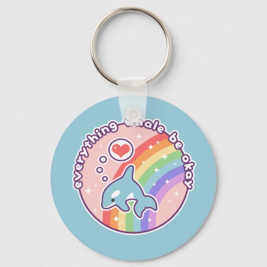 Cute Rainbow Whale Sleutelhanger (Voorkant)