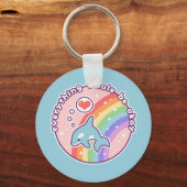 Cute Rainbow Whale Sleutelhanger (Voorkant)