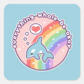 Cute Rainbow Whale Vierkante Sticker (Voorkant)
