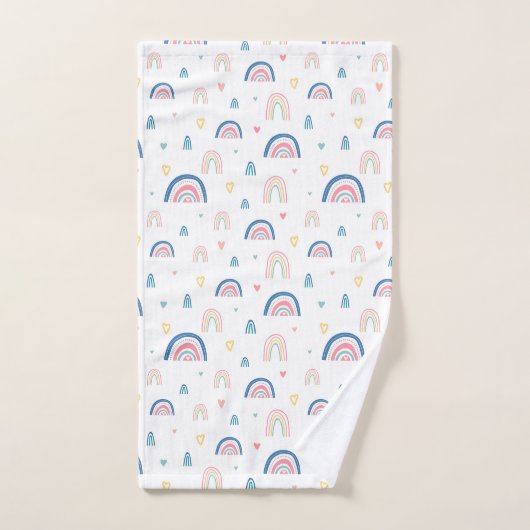 Cute Rainbows & Hearts Pattern Bad Handdoek (Handdoek)