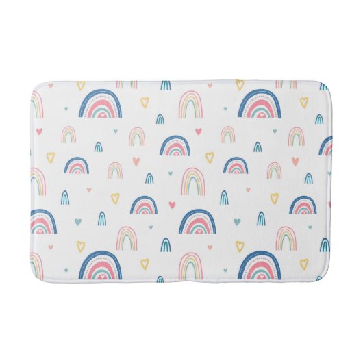 Cute Rainbows & Hearts Pattern Badmat (Voorkant)