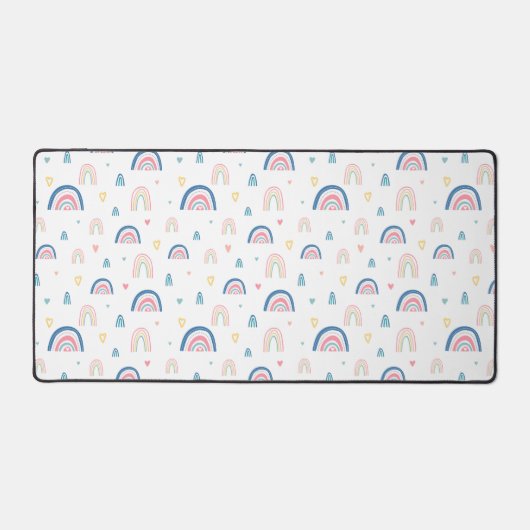 Cute Rainbows & Hearts Pattern Bureaumat (Voorkant)