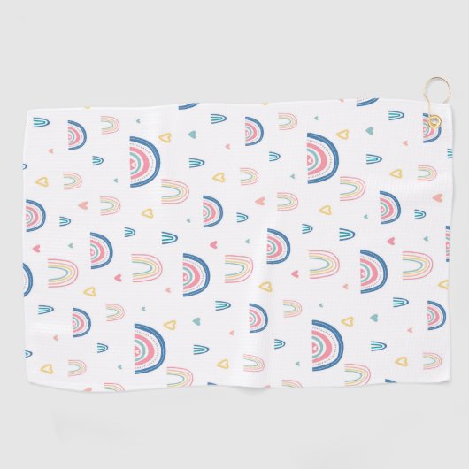 Cute Rainbows & Hearts Pattern Golfhanddoek (Horizontaal)