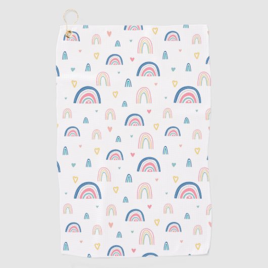 Cute Rainbows & Hearts Pattern Golfhanddoek (Voorkant)