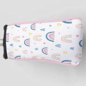 Cute Rainbows & Hearts Pattern Golfheadcover (Voorkant)