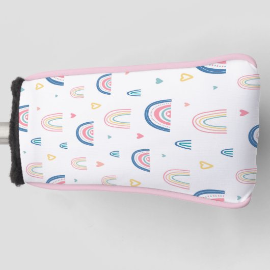 Cute Rainbows & Hearts Pattern Golfheadcover (Voorkant)