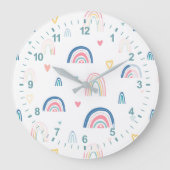Cute Rainbows & Hearts Pattern Grote Klok (Voorkant)