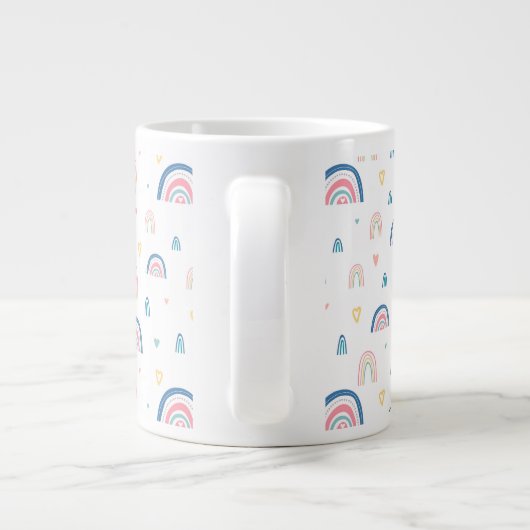 Cute Rainbows & Hearts Pattern Grote Koffiekop (Achterkant)