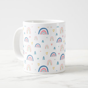 Cute Rainbows & Hearts Pattern Grote Koffiekop
