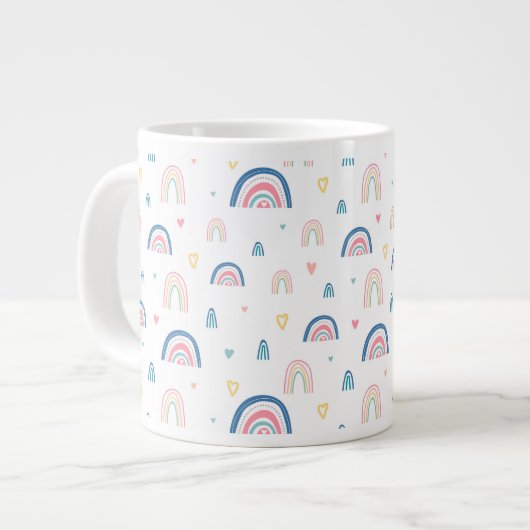 Cute Rainbows & Hearts Pattern Grote Koffiekop (Links)