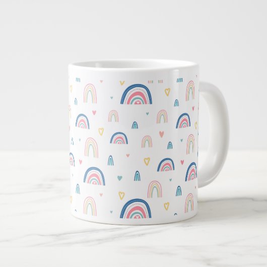 Cute Rainbows & Hearts Pattern Grote Koffiekop (Voorkant rechts)