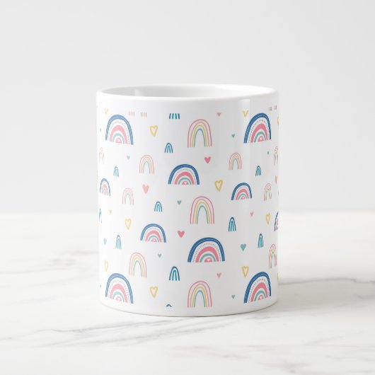 Cute Rainbows & Hearts Pattern Grote Koffiekop (Voorkant)