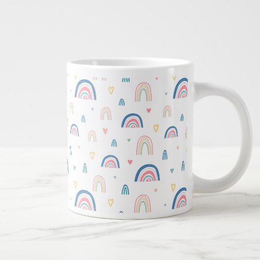 Cute Rainbows & Hearts Pattern Grote Koffiekop (Rechts)