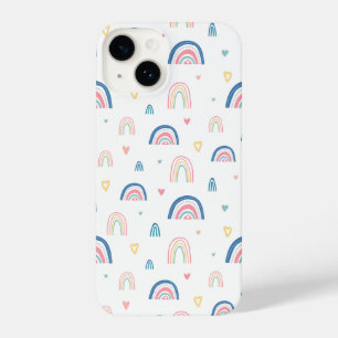 Cute Rainbows & Hearts Pattern iPhone 14 Hoesje