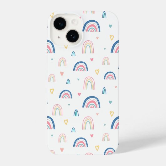 Cute Rainbows & Hearts Pattern iPhone Hoesje (Achterkant)