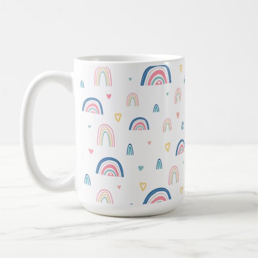 Cute Rainbows & Hearts Pattern Koffiemok (Links)